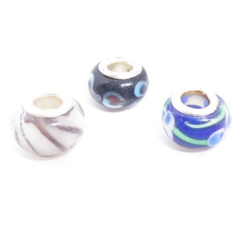 Murano Glass Silver Slide Charms‎ Bundle